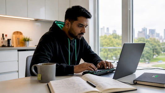Trader at desk managing cTrader platform