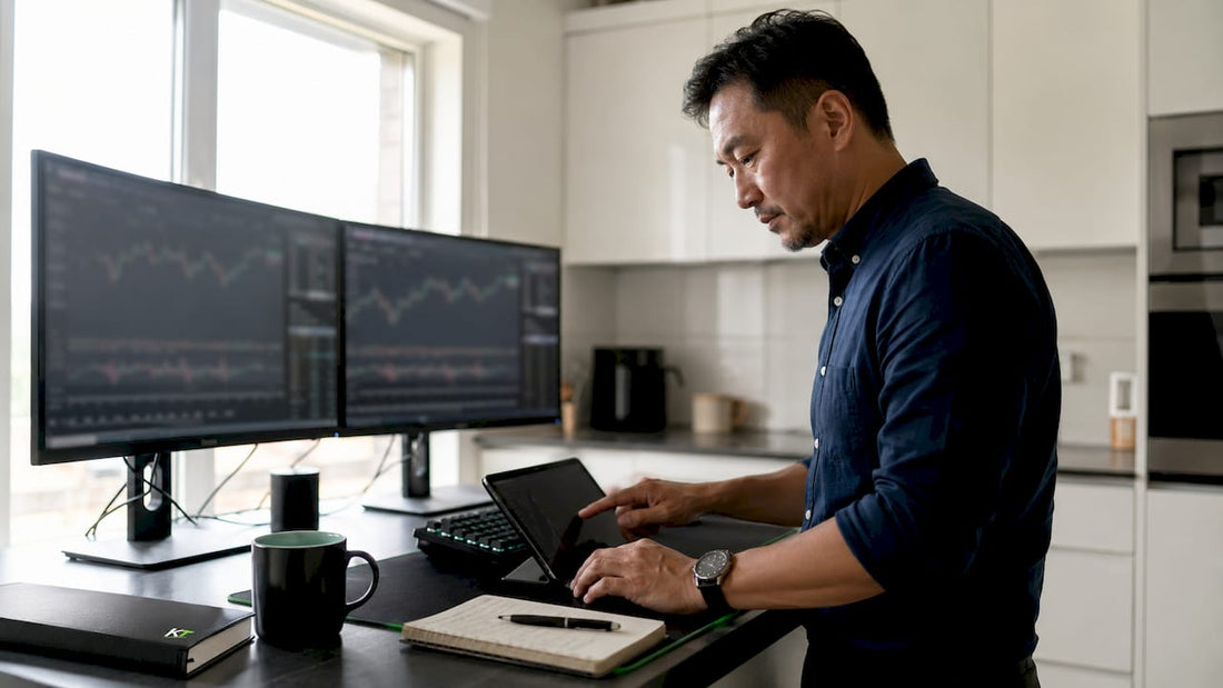 Trader using TradingView on multi-monitor setup