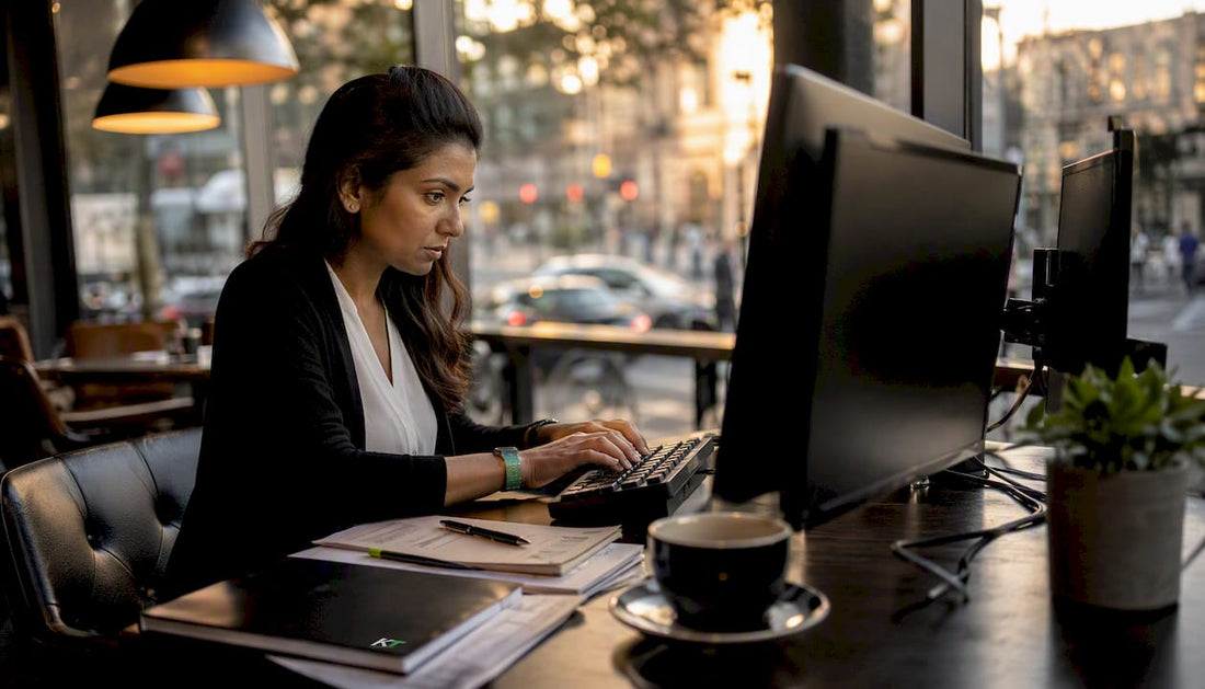 Trader using professional trading keypad at desk