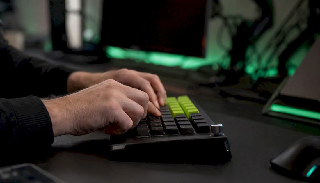 Hands pressing trading keypad keys