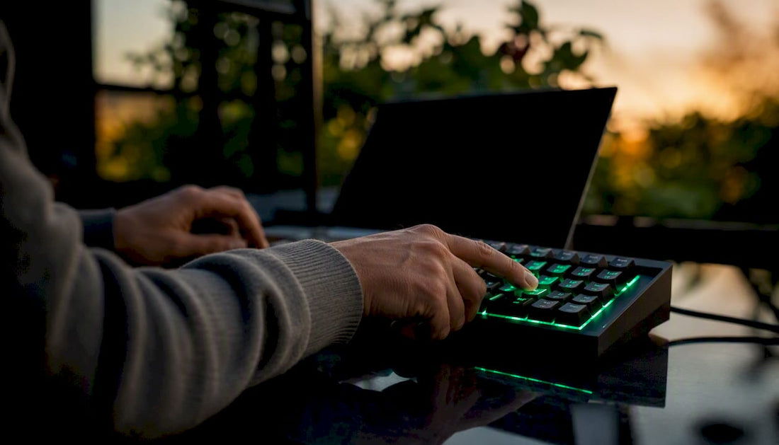 Hands pressing trading keypad flatten key