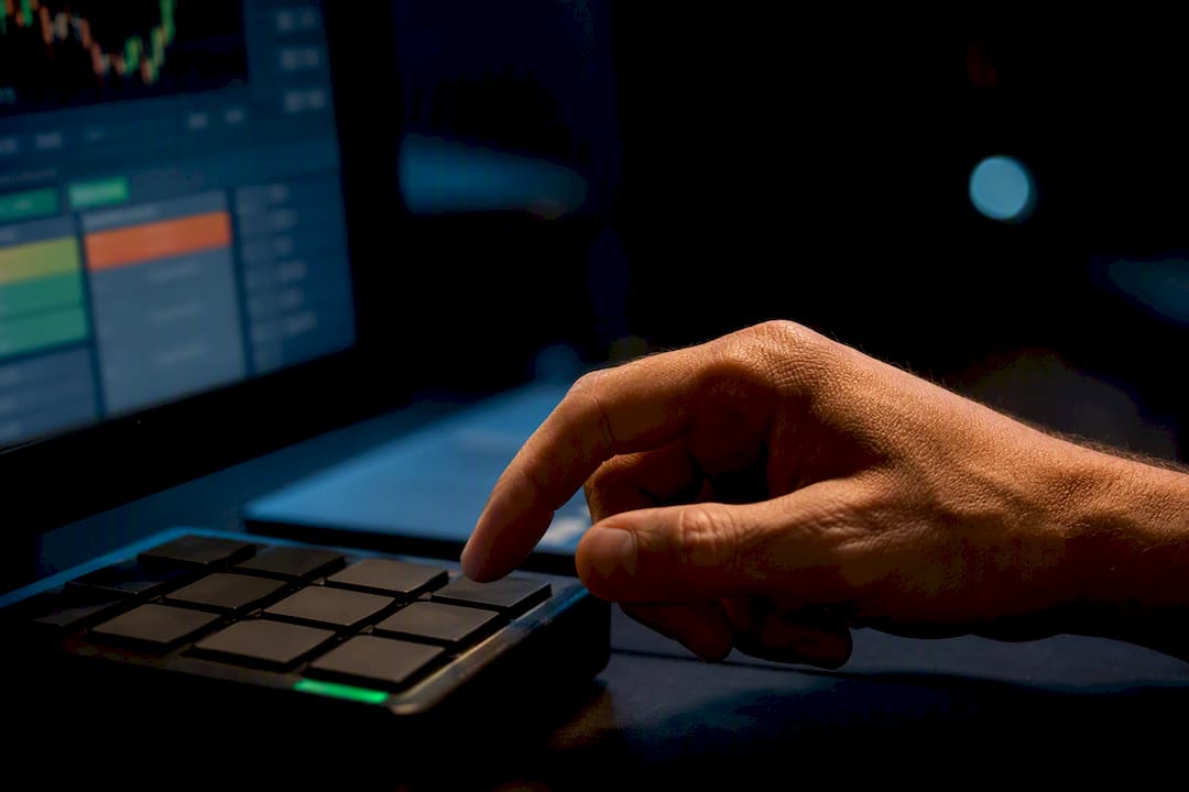 Trader preparing keypad risk controls