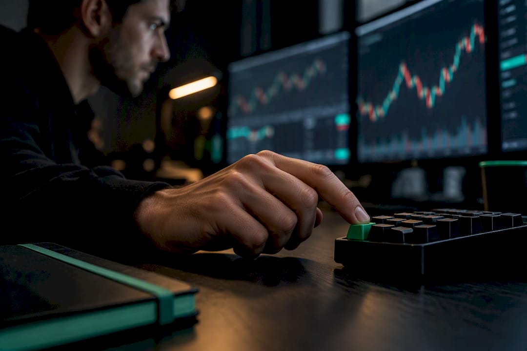 Trader pressing a hotkey during market execution