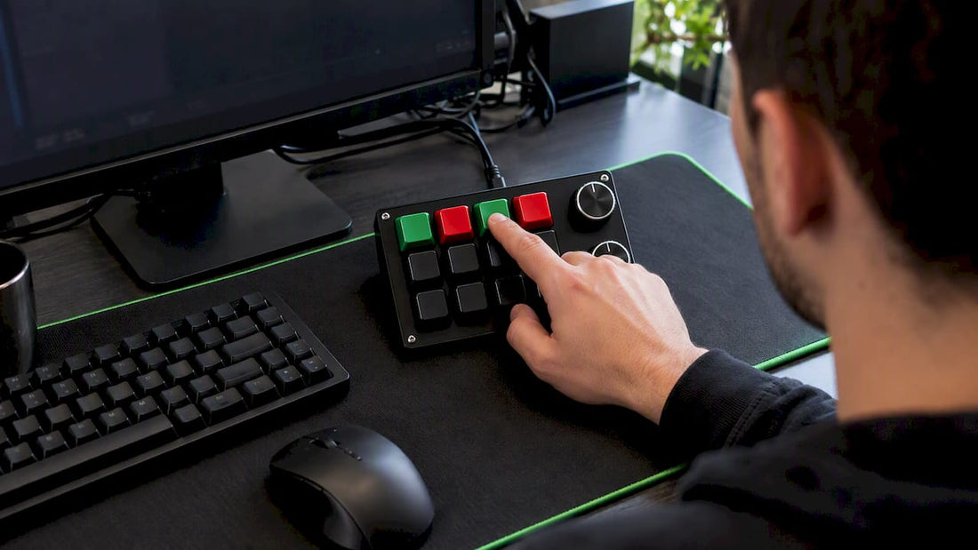 Trader pressing Key-Trade Trading Pad PRO hotkey