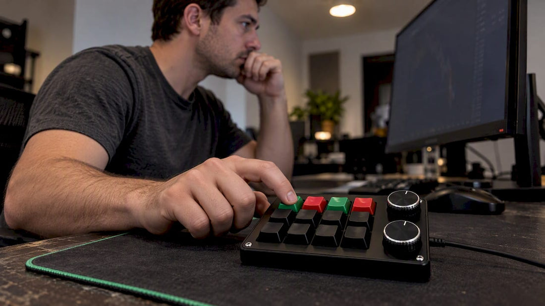 Trader testing a Key-Trade trading keypad