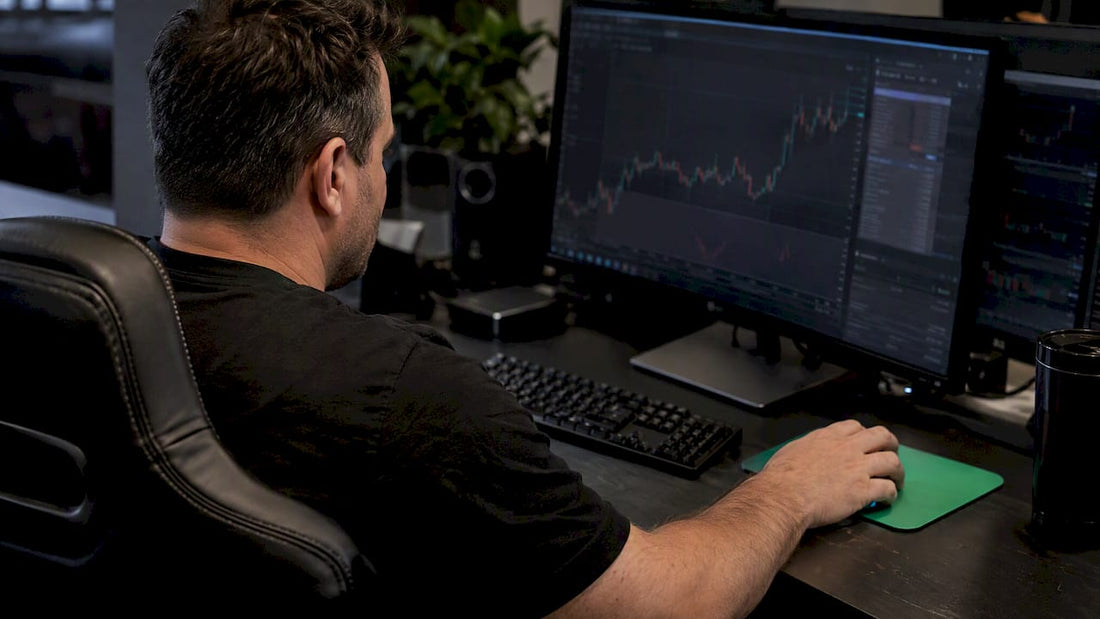Trader adjusting a protective stop at screen